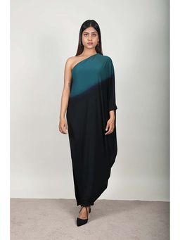 Fawn 24 - Green Lycra Asymmetrical Ombre Sleeveless Maxi Dress