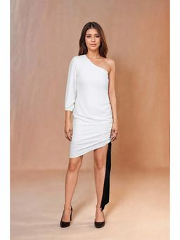 Fawn 24 - Olive Polyester Asymmetrical Solid/Plain Sleeveless Mini Dress