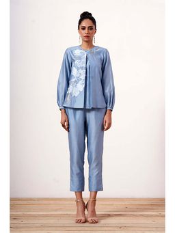 MADDER MUCH - Miriam - Powder Blue Demure Top With Ankle Pants