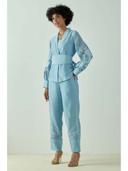 MADDER MUCH - Grace - Pacific Blue Wrap Top With Ankle Pants