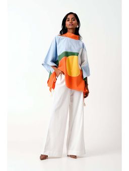 MADDER MUCH - Cotton Multi-Color High Neck Colorblock Top With Pant Co-Ord's