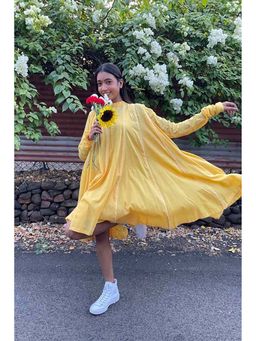 Taraasi - Parinda' Sunshine Yellow Cotton Mulmul Dress