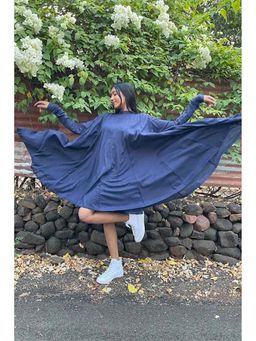 Taraasi - Parinda' Navy Blue Cotton Mulmul Dress