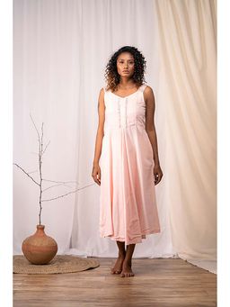 Taraasi - Rosemary' Blush Pink Mulmul Cotton Dress