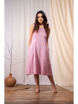 Taraasi - Take It Easy' Pale Chestnut Mulmul Cotton Dress
