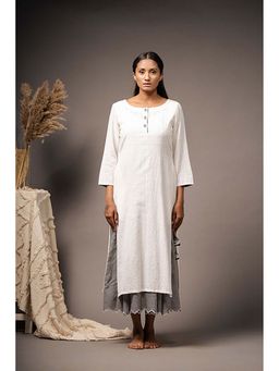 Taraasi - Finesse' White Handwoven Cotton Co-Ord Set Dress