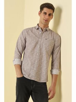 Allen Solly - Men Beige Custom Fit Printed Full Sleeves Casual Shirt