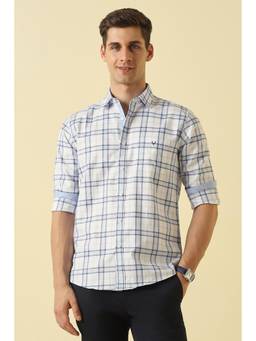 Allen Solly - Men White Slim Fit Check Full Sleeves Casual Shirt