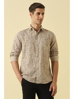 Allen Solly - Men Beige Classic Fit Printed Full Sleeves Casual Shirt
