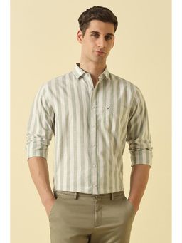 Allen Solly - Men Olive Classic Fit Stripe Full Sleeves Casual Shirt