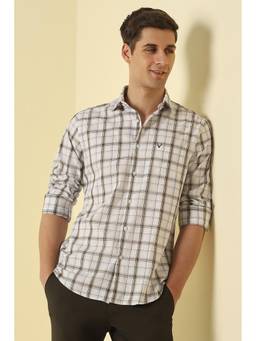 Allen Solly - Men White Sport Fit Check Full Sleeves Casual Shirt