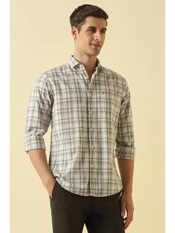 Allen Solly - Men Grey Classic Fit Check Full Sleeves Casual Shirt
