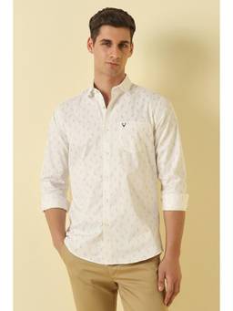 Allen Solly - Men White Classic Fit Printed Full Sleeves Casual Shirt