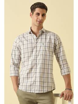 Allen Solly - Men White Classic Fit Check Full Sleeves Casual Shirt