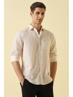 Allen Solly - Men Beige Classic Fit Printed Full Sleeves Casual Shirt