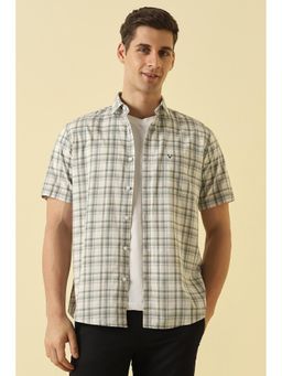 Allen Solly - Men Grey Classic Fit Check Half Sleeves Casual Shirt