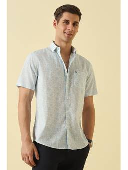 Allen Solly - Men Light Blue Classic Fit Printed Half Sleeves Casual Shirt