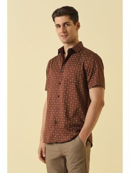 Allen Solly - Men Brown Classic Fit Printed Half Sleeves Casual Shirt