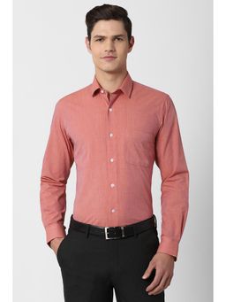 Peter England - Men Peach Slim Fit Full Sleeves Formal Shirt