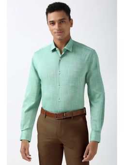 Peter England - Men Green Regular Fit Full Sleeves Formal Shirt