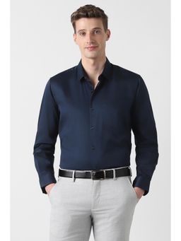 Peter England - Men Navy Blue Regular Fit Full Sleeves Formal Shirt