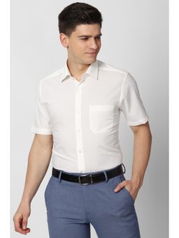 Peter England - Men White Regular Fit Half Sleeves Formal Shirt