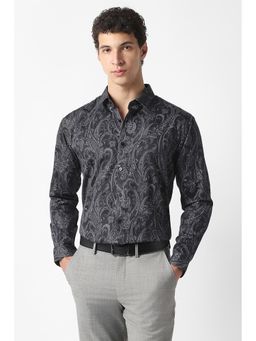 Van Heusen - Men Black Printed Full Sleeves Party Shirt
