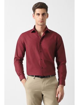 Van Heusen - Men Maroon Solid Full Sleeves Formal Shirt