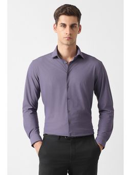 Van Heusen - Men Purple Solid Full Sleeves Formal Shirt
