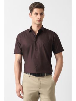 Van Heusen - Men Brown Solid Half Sleeves Formal Shirt