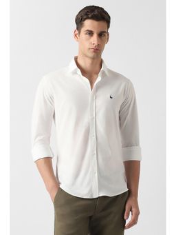 Van Heusen - Men White Solid Full Sleeves Casual Shirt