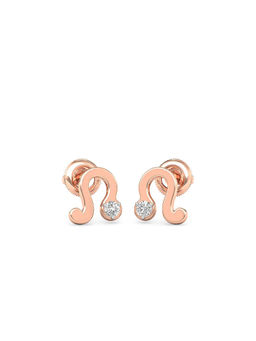 Candere by Kalyan Jewellers - 18K Rose Gold and Diamond Leo Stud Earring for Women