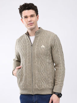Monte Carlo - Men Mock Neck Full Sleeve Sweater Beige