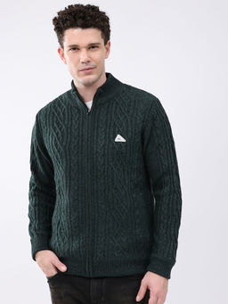 Monte Carlo - Men Mock Neck Full Sleeve Sweater Green