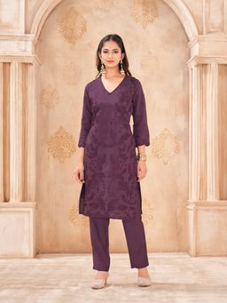 Tikhi Imli - Purple Silk Blend with Sequence Embroidered Co-Ord Set