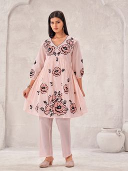 Tikhi Imli - Butter Yellow Pure Cotton with Thread Embroidered Co-Ord Set