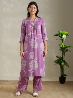 FASHOR - Abstract Floral Printed Straight Fit Co-Ord Set