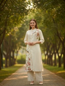 FASHOR - Placement Embroidered A-Line Kurta with Pant