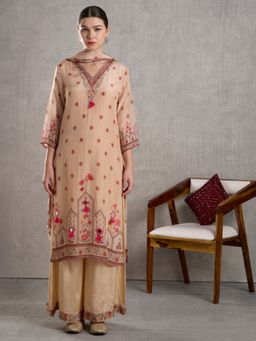 FASHOR - Ethnic Floral Printed Straight Kurta With Palazzo & Dupatta