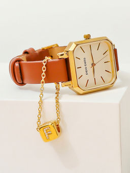 Pipa Bella by Nykaa Fashion - Gold-Plated F Initial Cubic Watch Charm