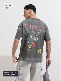 The Indian Garage Co - Men Grey Relaxed Fit Graphic Half Sleeves T-shirt