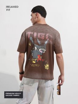 The Indian Garage Co - Men Brown Relaxed Fit Graphic Half Sleeves T-shirt