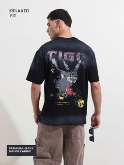 The Indian Garage Co - Men Black Relaxed Fit Graphic Half Sleeves T-shirt