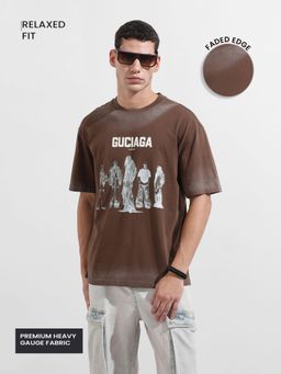 The Indian Garage Co - Men Brown Relaxed Fit Graphic Printed Half Sleeves T-shirt