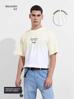 The Indian Garage Co - Men Yellow Relaxed Fit Ombre Half Sleeves T-shirt