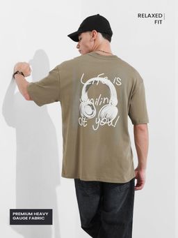 The Indian Garage Co - Men Olive Relaxed Fit Graphic Printed Half Sleeves T-shirt