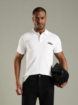 Tommy Hilfiger - Men White Solid Regular Fit Cotton Polo T-shirt