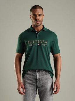 Tommy Hilfiger - Men Green Brand Logo Regular Fit Cotton Polo T-shirt