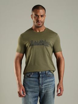 Tommy Hilfiger - Men Olive Embroidered Regular Fit Cotton T-shirt
