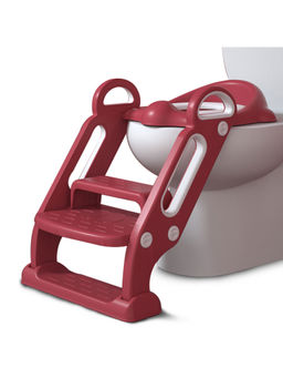 INFANTSO - Red Potty Training Toilet Cushioned Seat with Steps and Easy Grip Handle